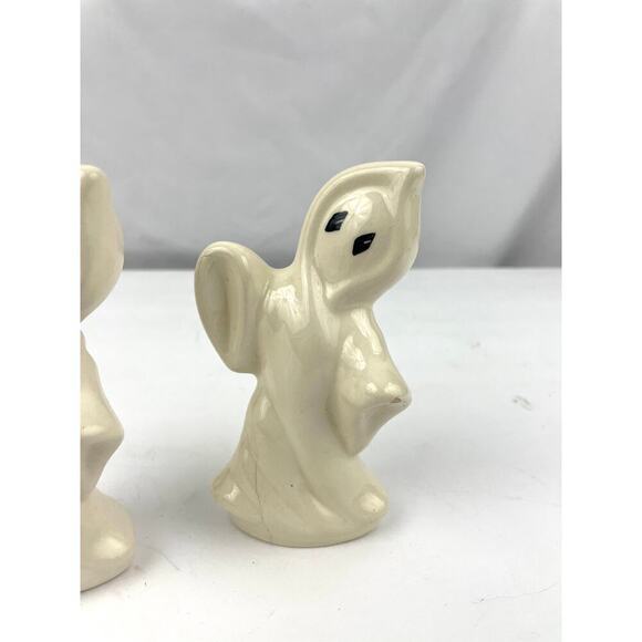VTG Set Of 2 Halloween Ceramic Spooky White Ghost Figurines 1980s 4.75" Tall - Picture 7 of 13